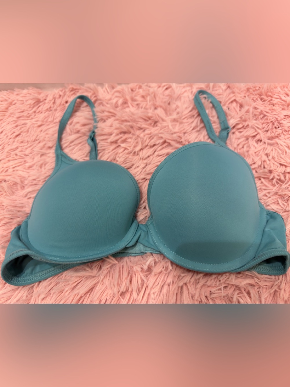Victoria's Secret T-Shirt Push Up Full Coverage Teal Blue Sz 34B EUC